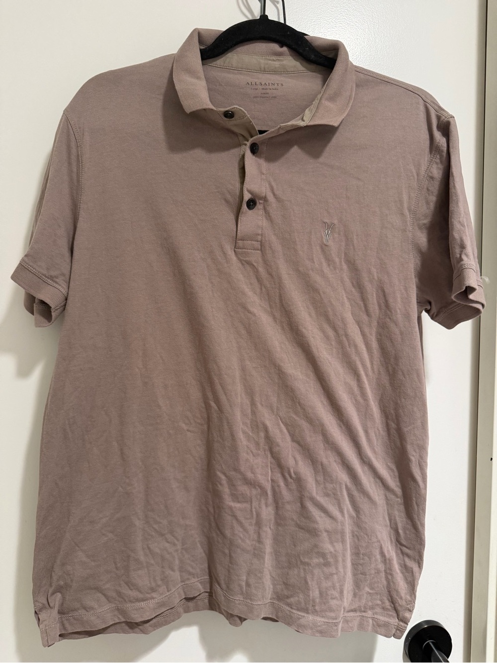All Saints Men's Mauve Polo Shirt
